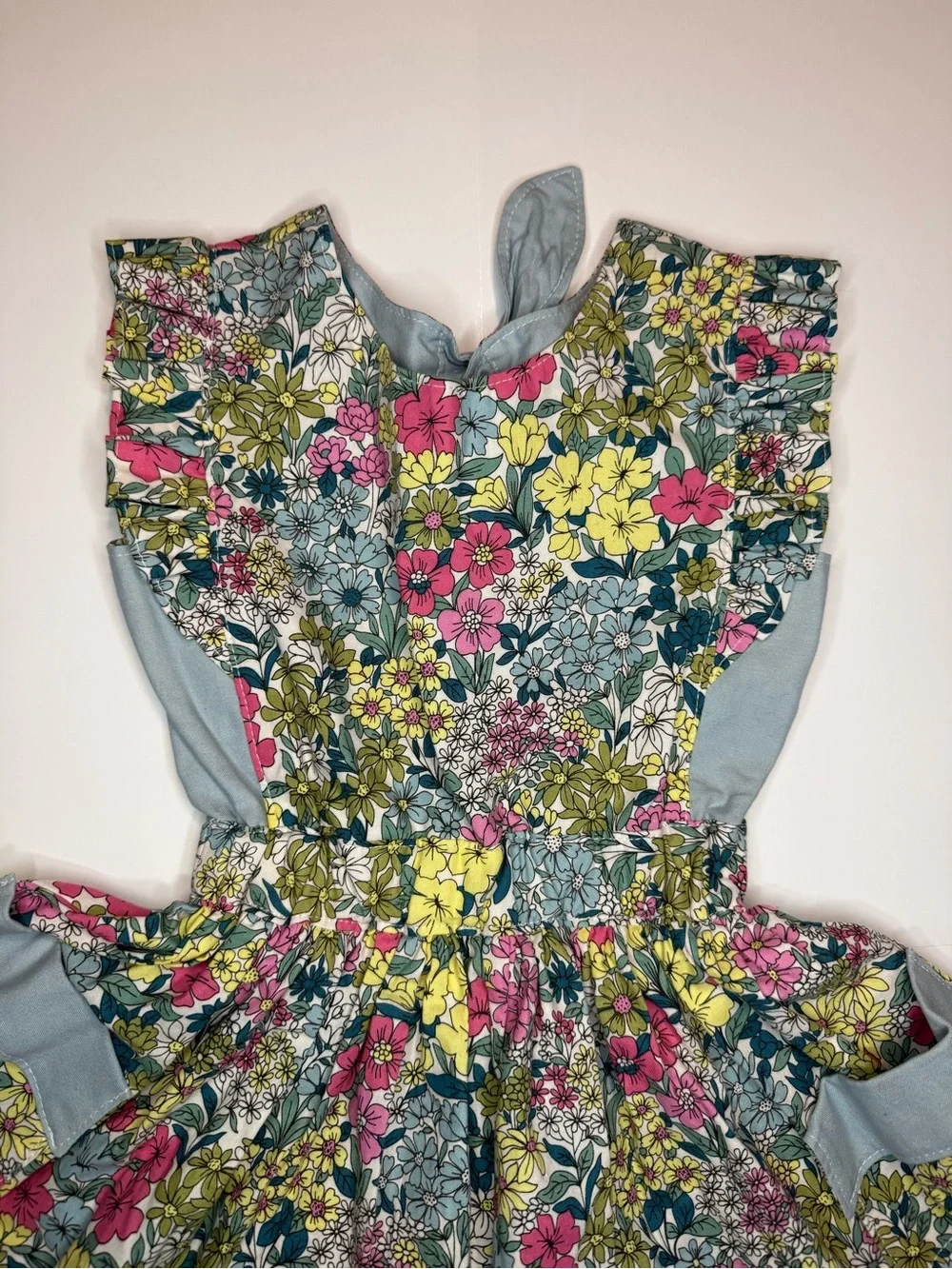 Girls Floral Ruffle Sundress in Yellow, Pink & Blue